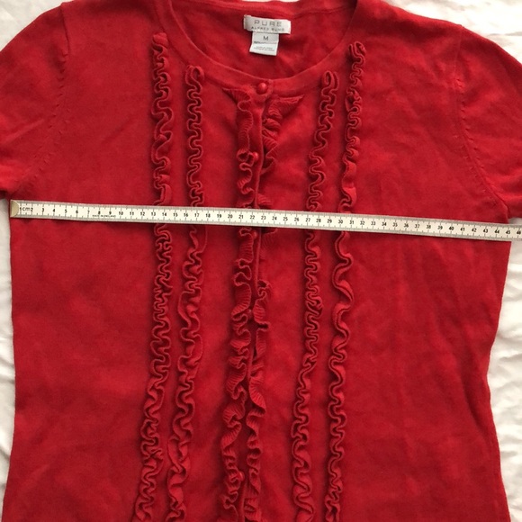 Pure Alfred Sung Red Cardigan with Ruffles! - Picture 9 of 14